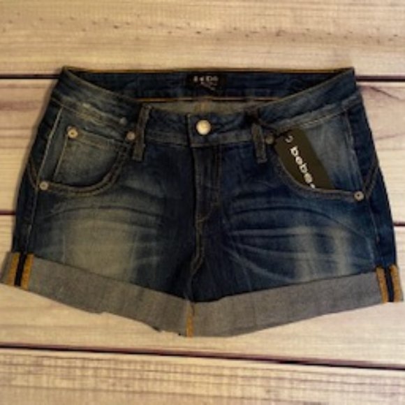 bebe Pants - Bebe Cuffed Denim Shorts - New